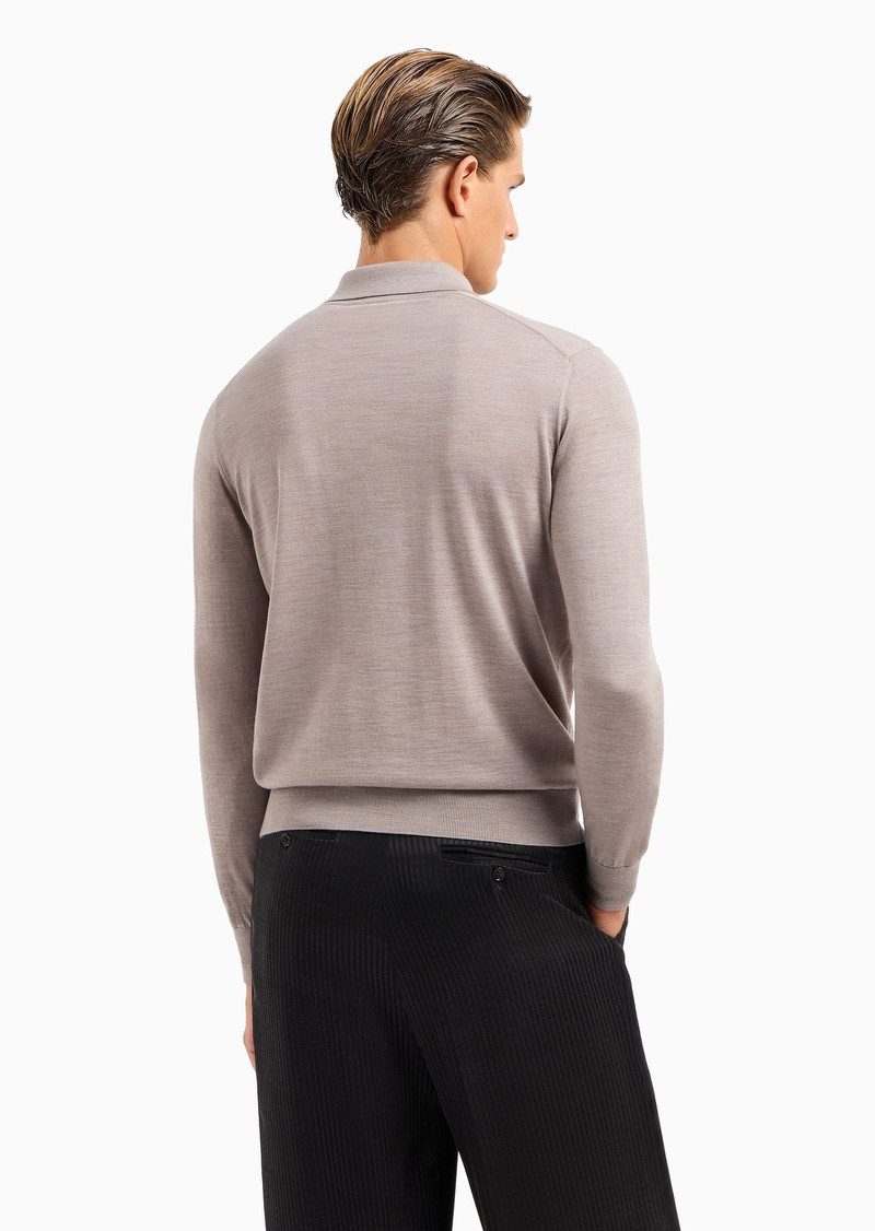 Long-sleeved polo shirt in virgin wool 3