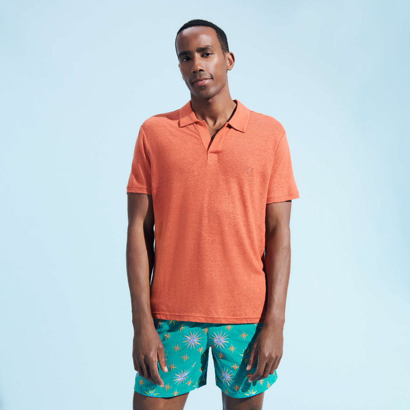 Men Linen Jersey Polo Solid 3