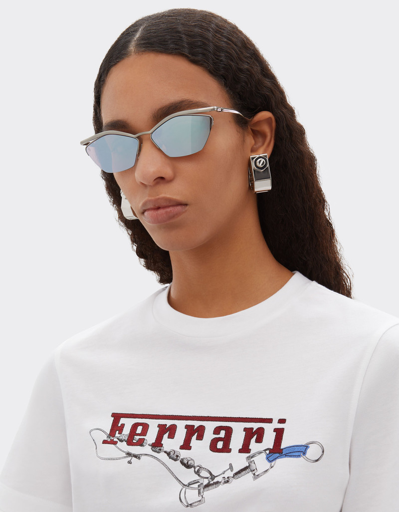Ferrari Ferrari sunglasses in silver-coloredtitanium with dark purple mirrored lenses outlook