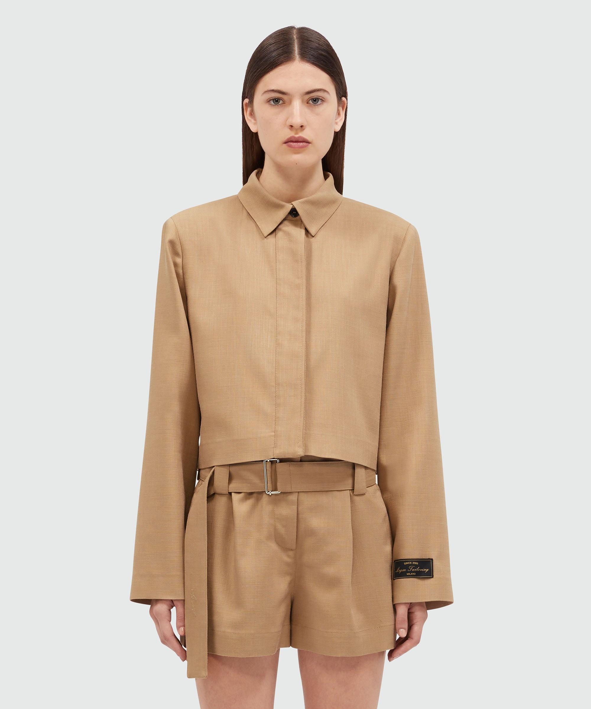 MSGM Tailoring camel flamed canvas jacket - 2