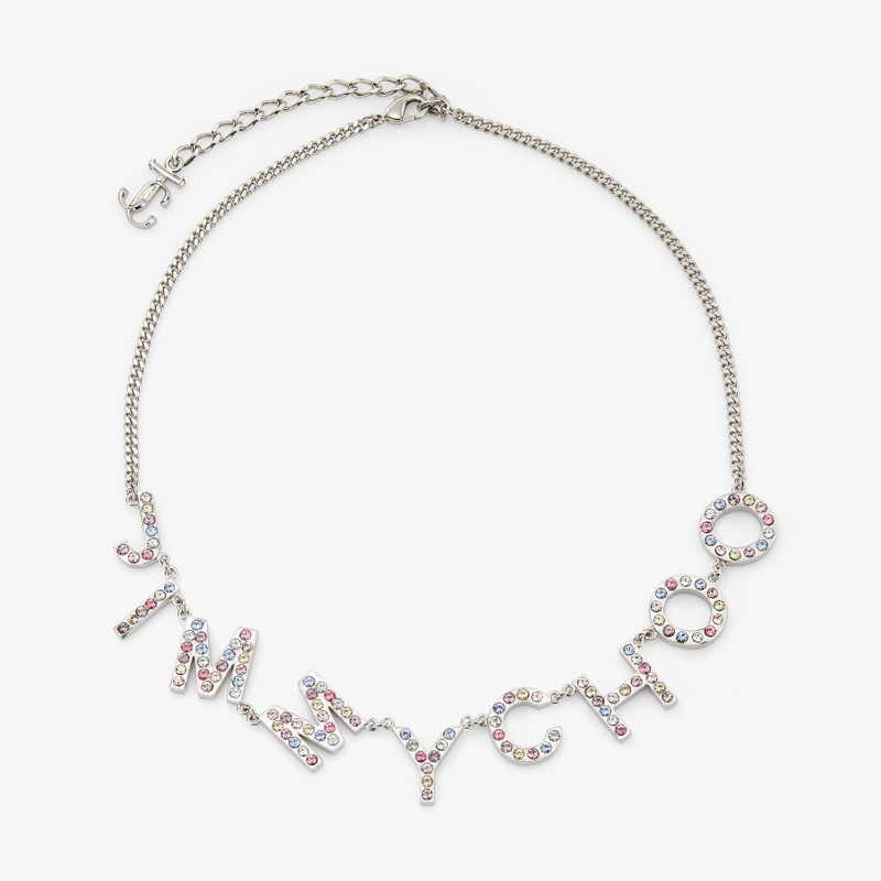 Jimmy Choo Necklace
Silver-Finish Metal Jimmy Choo Chain Necklace with Multi-colour Crystals 1