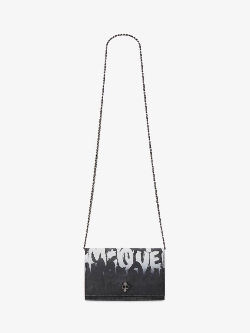 Mcqueen Graffiti Small Skull Bag in Black/white - 5
