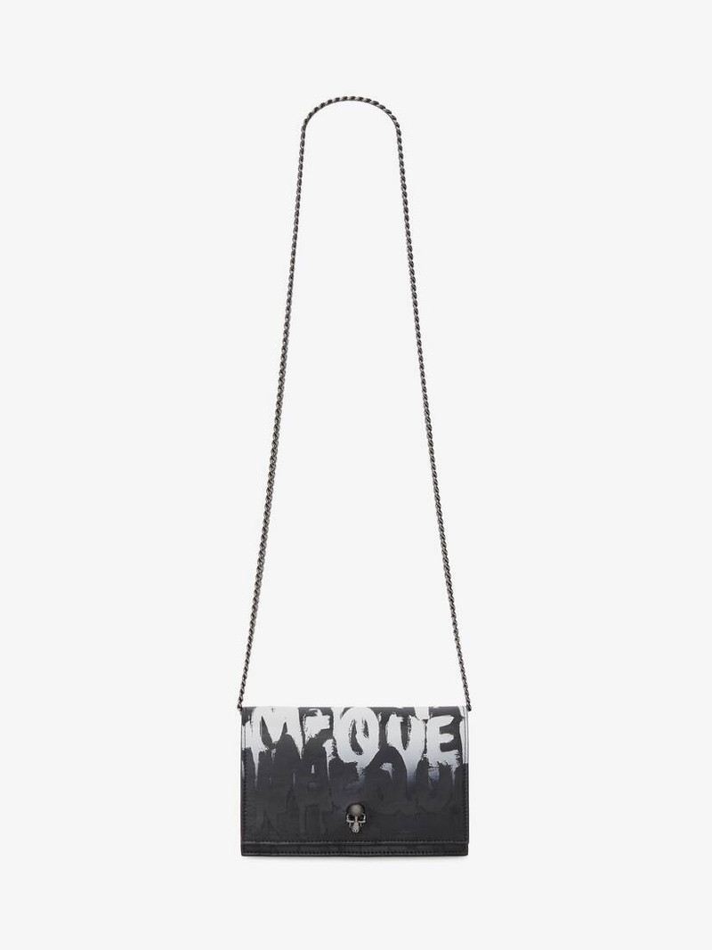 Mcqueen Graffiti Small Skull Bag in Black/white 5