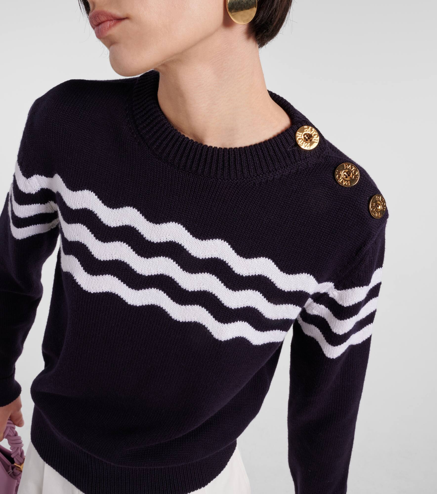 Striped cotton and wool sweater - 4