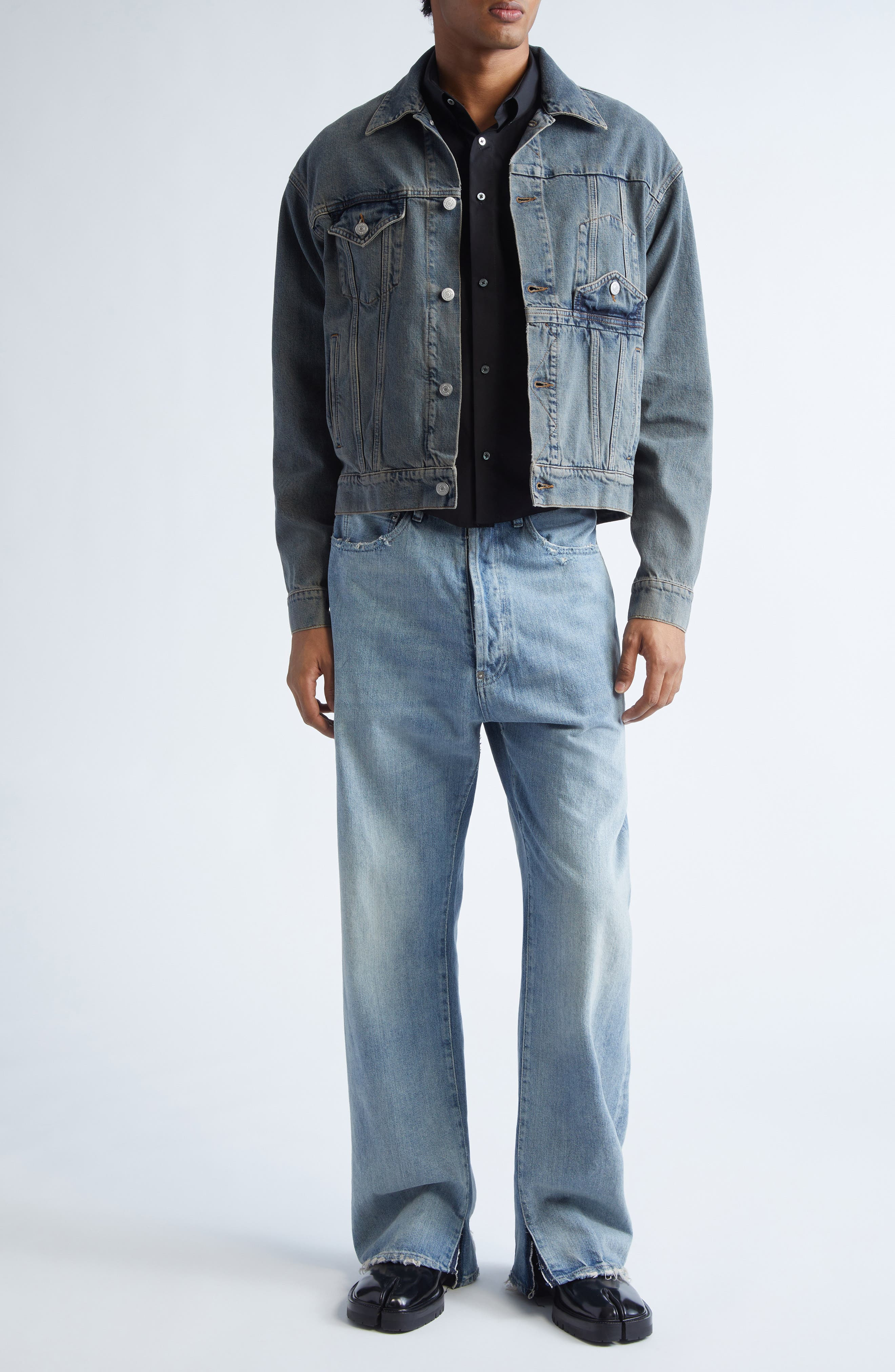 MM6 Maison Margiela Denim Trucker Jacket in Light Grey at Nordstrom - 2