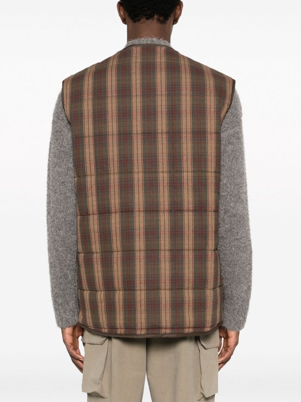 tartan padded cotton vest - 4