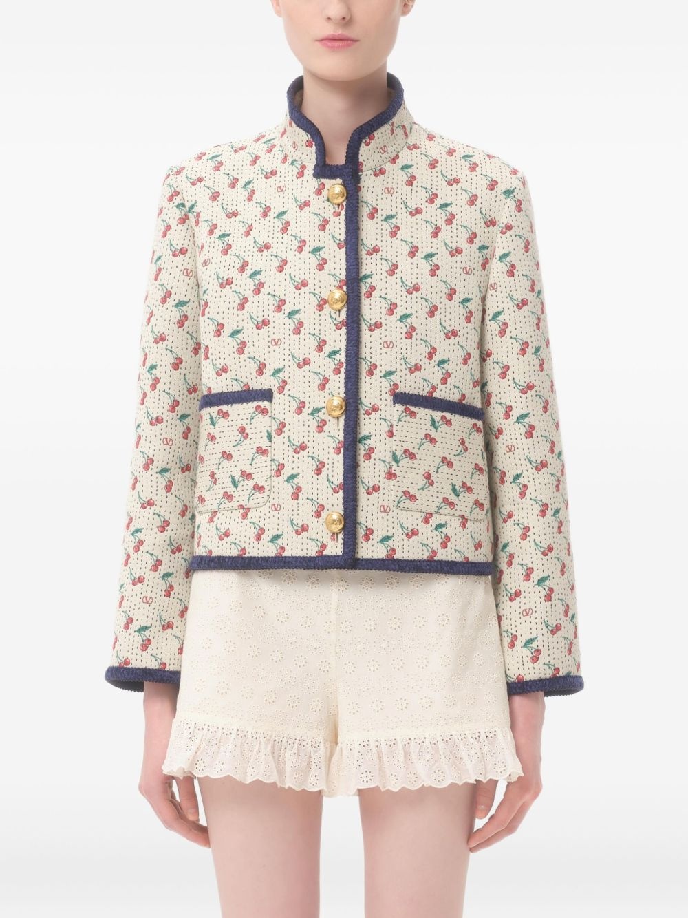 PADDED CABAN WITH CHERRYFIC PRINT JACQUARD - 3