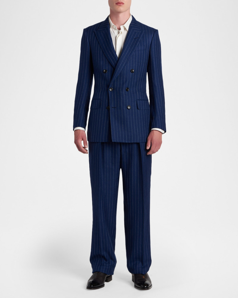 TOM FORD Pinstripe Wool-Linen Mid-Rise Straight-Leg Pants outlook