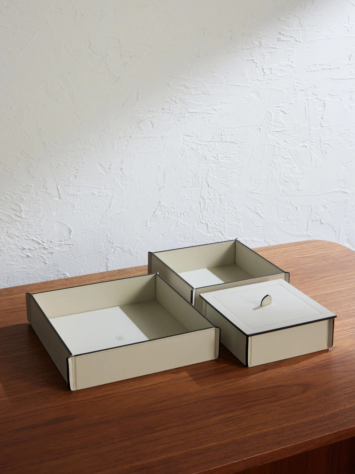 Set of Three Leather Storage Box - 1