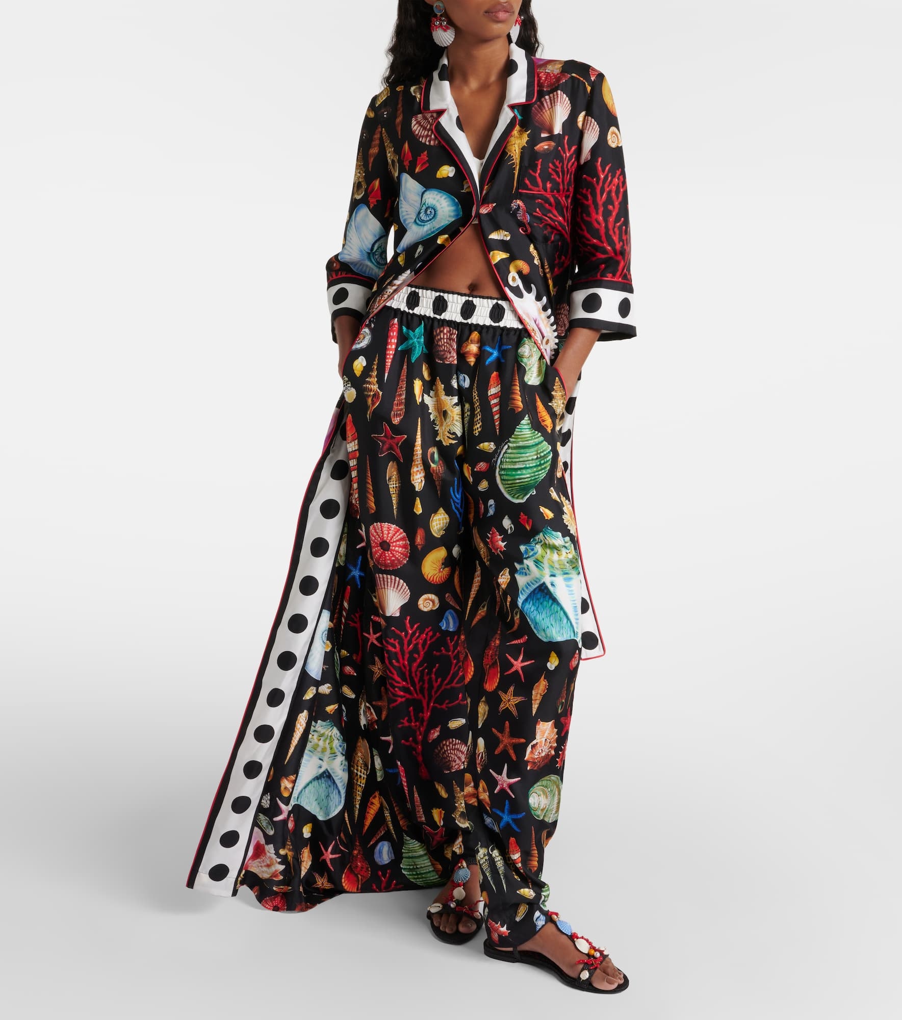 Capri printed silk satin pants - 2