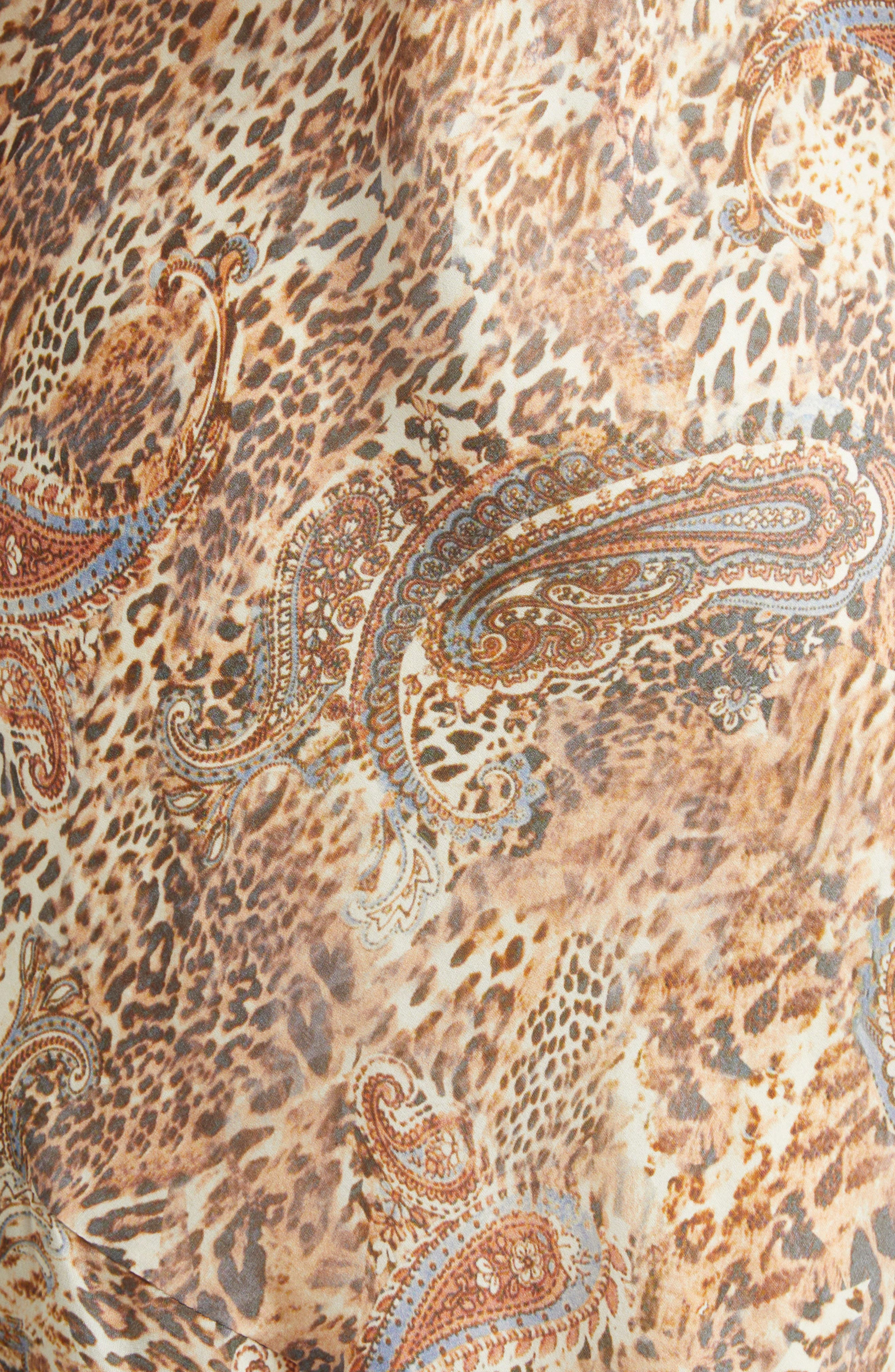 L'AGENCE Viola Mixed Print Tiered Silk Gown in Brown/Blue Valencia Leopard at Nordstrom - 6