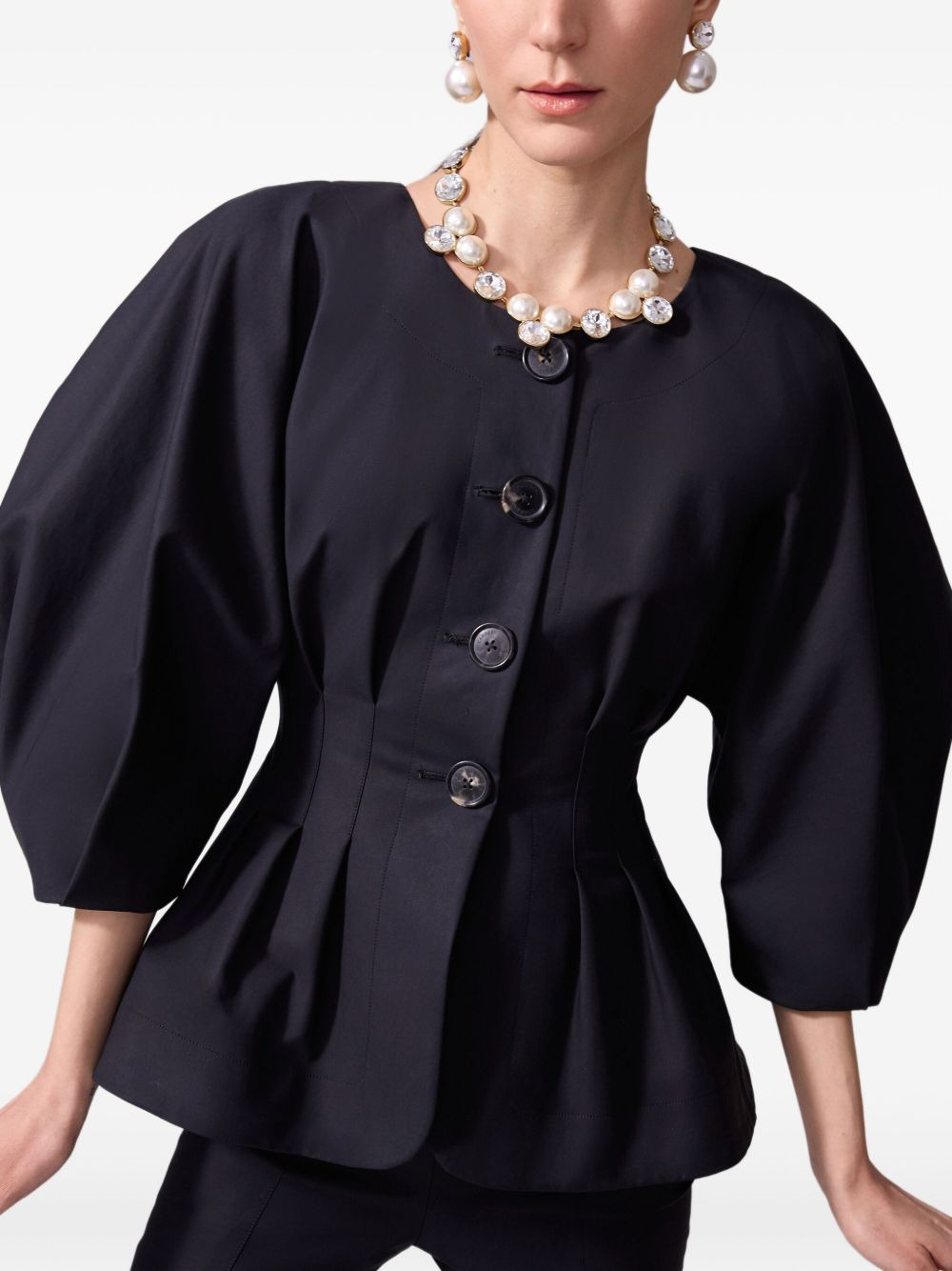 puff-sleeve pleated jacket - 4