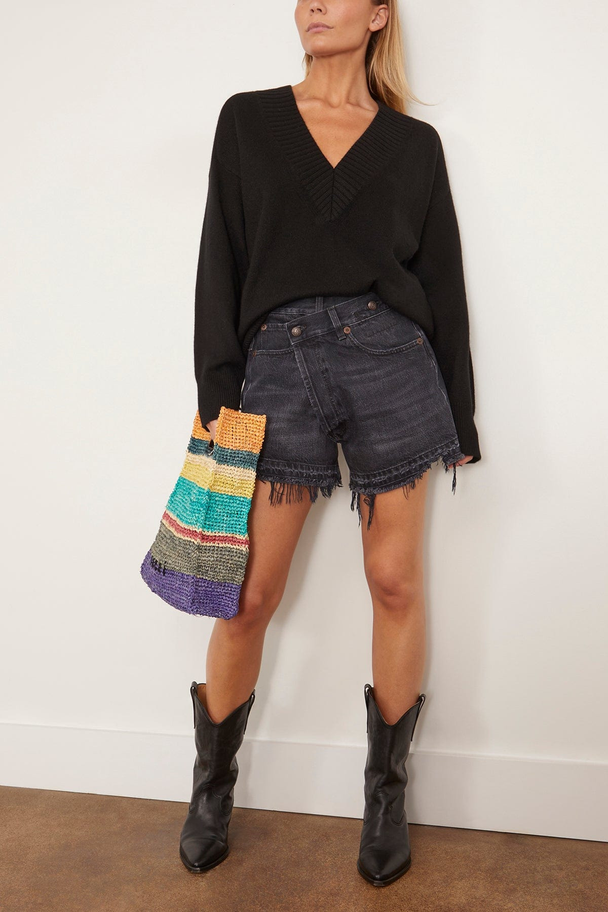 Sage Deep V-Neck Sweater in Black - 2