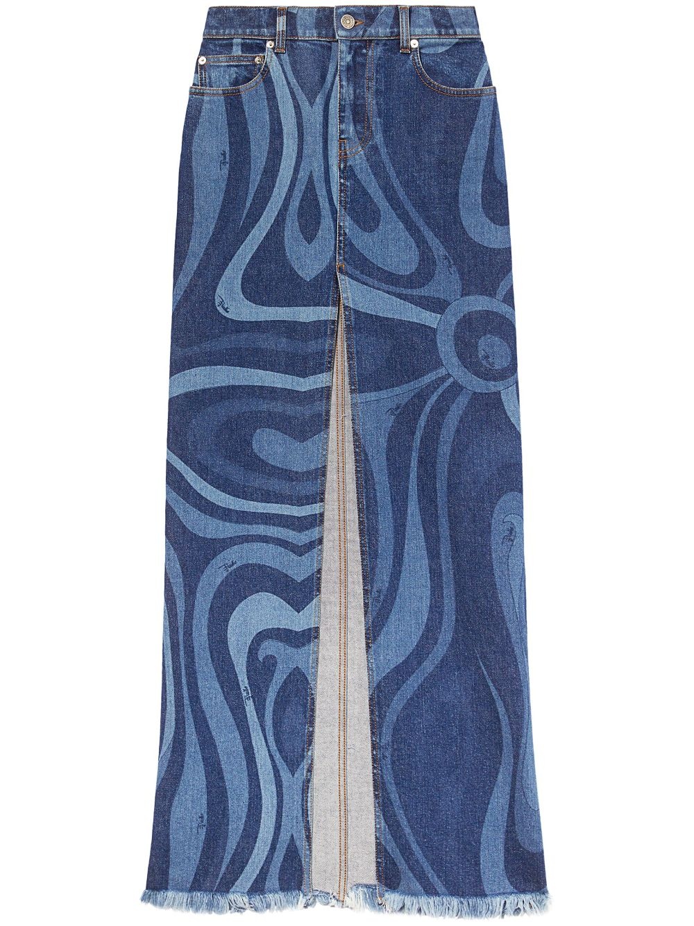 Marmo-print denim skirt - 1