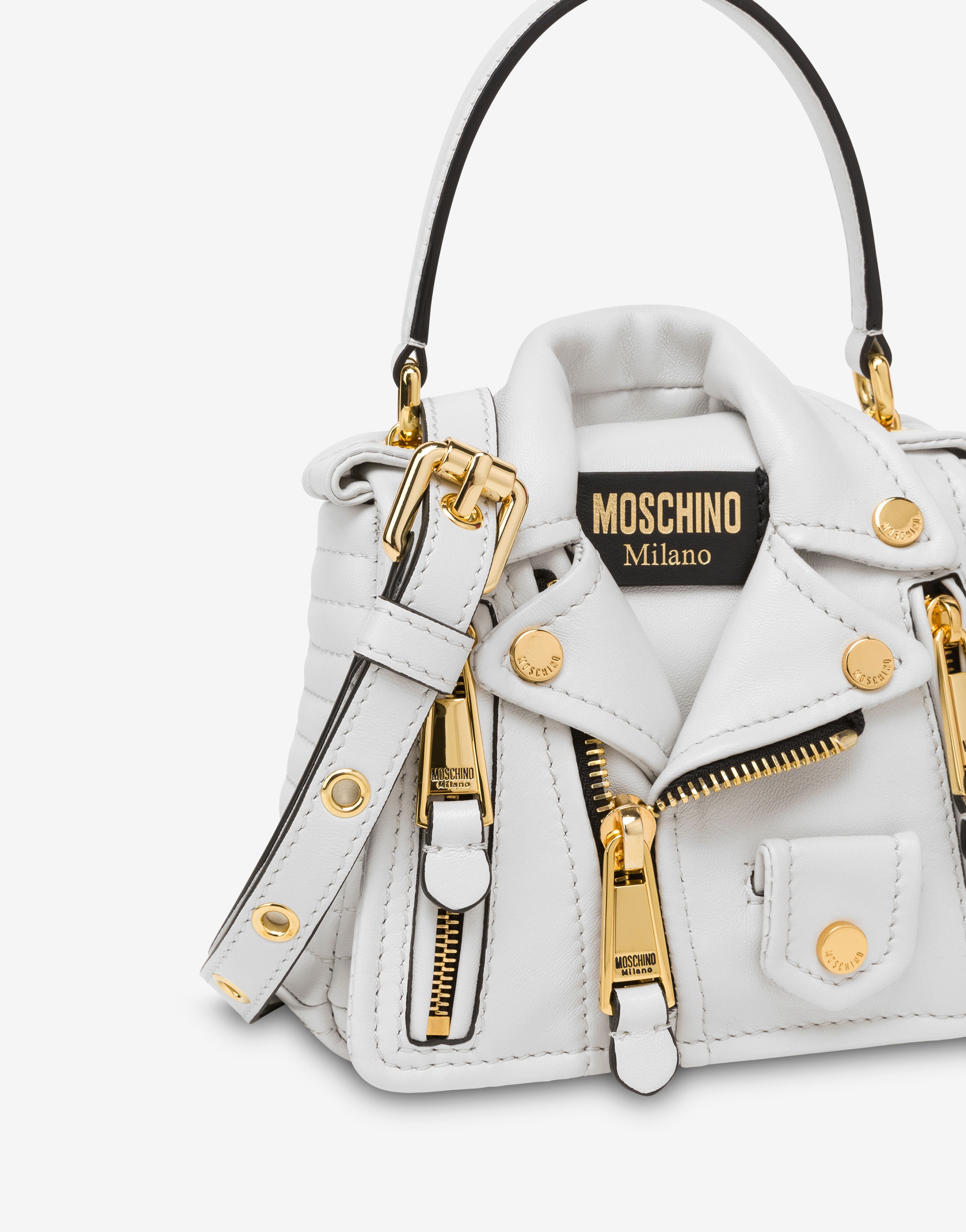 MINI MOSCHINO NAPPA LEATHER BIKER BAG - 4