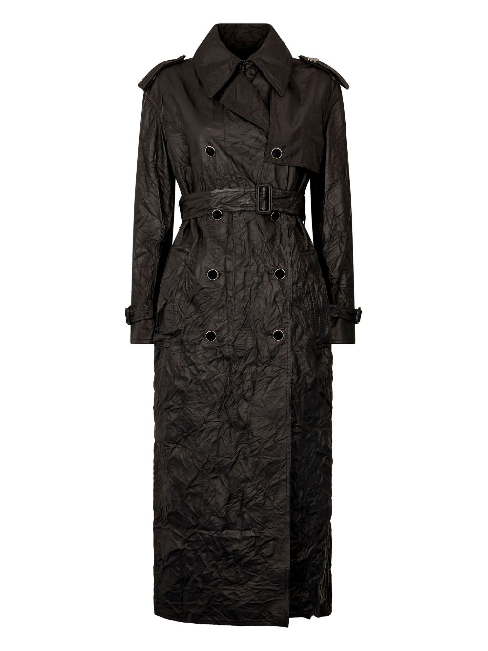 crinkled trench coat - 1