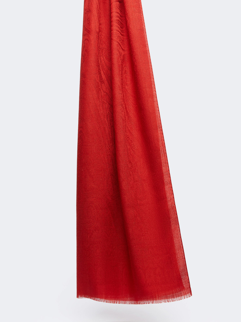 PALMETI Jacquard wool and silk yarn stole - RED 4