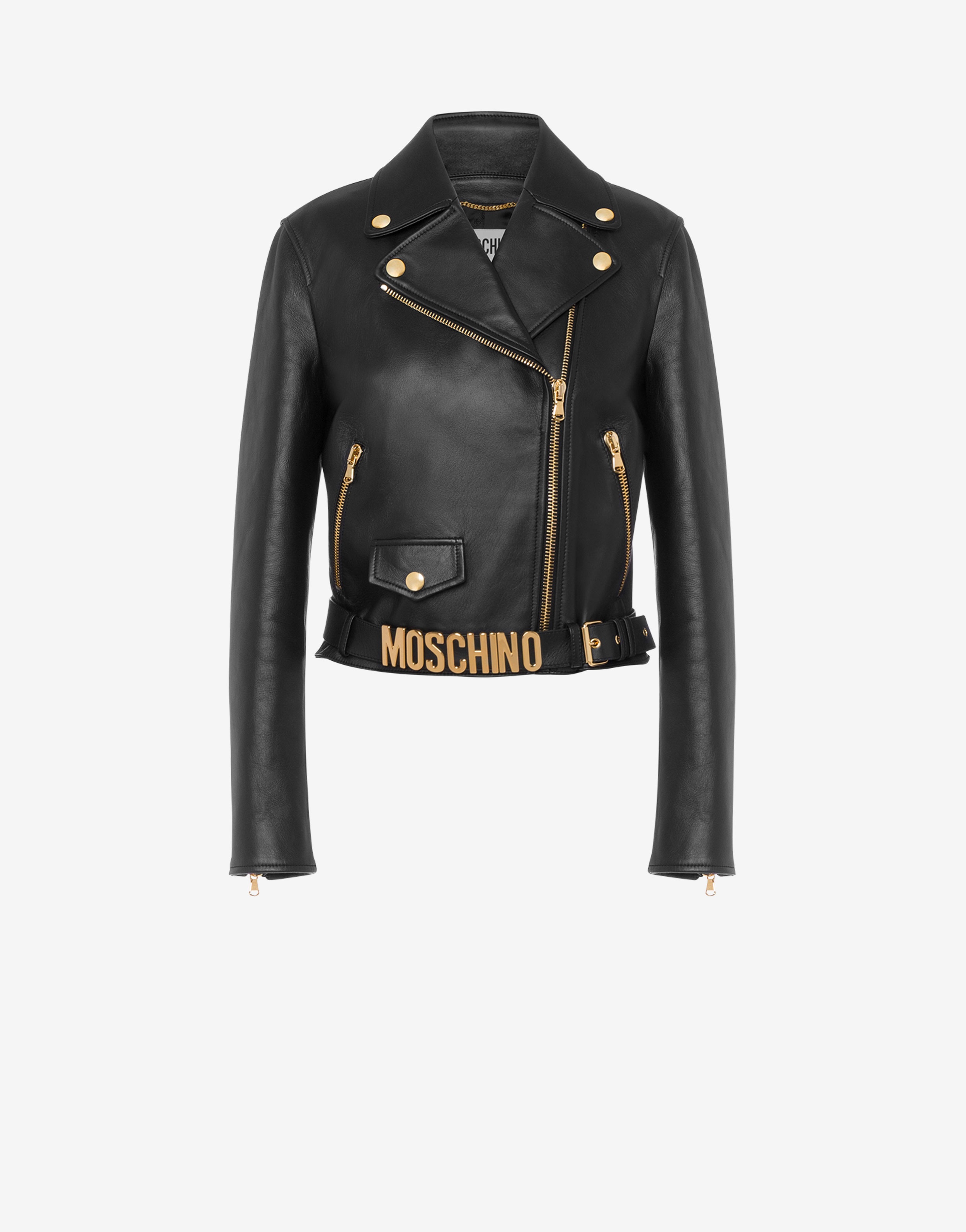 LETTERING LOGO NAPPA LEATHER BIKER JACKET - 1
