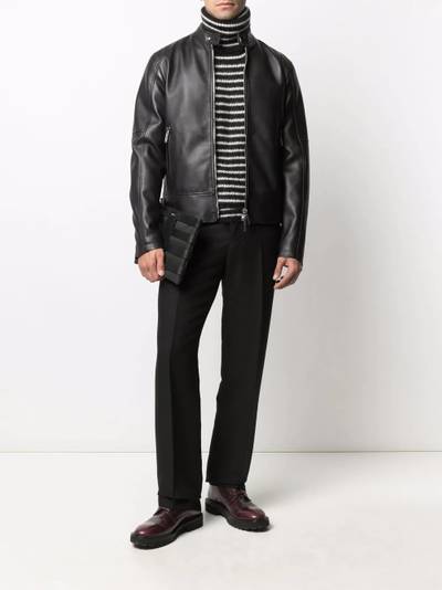 DSQUARED2 grained leather zip-up jacket outlook