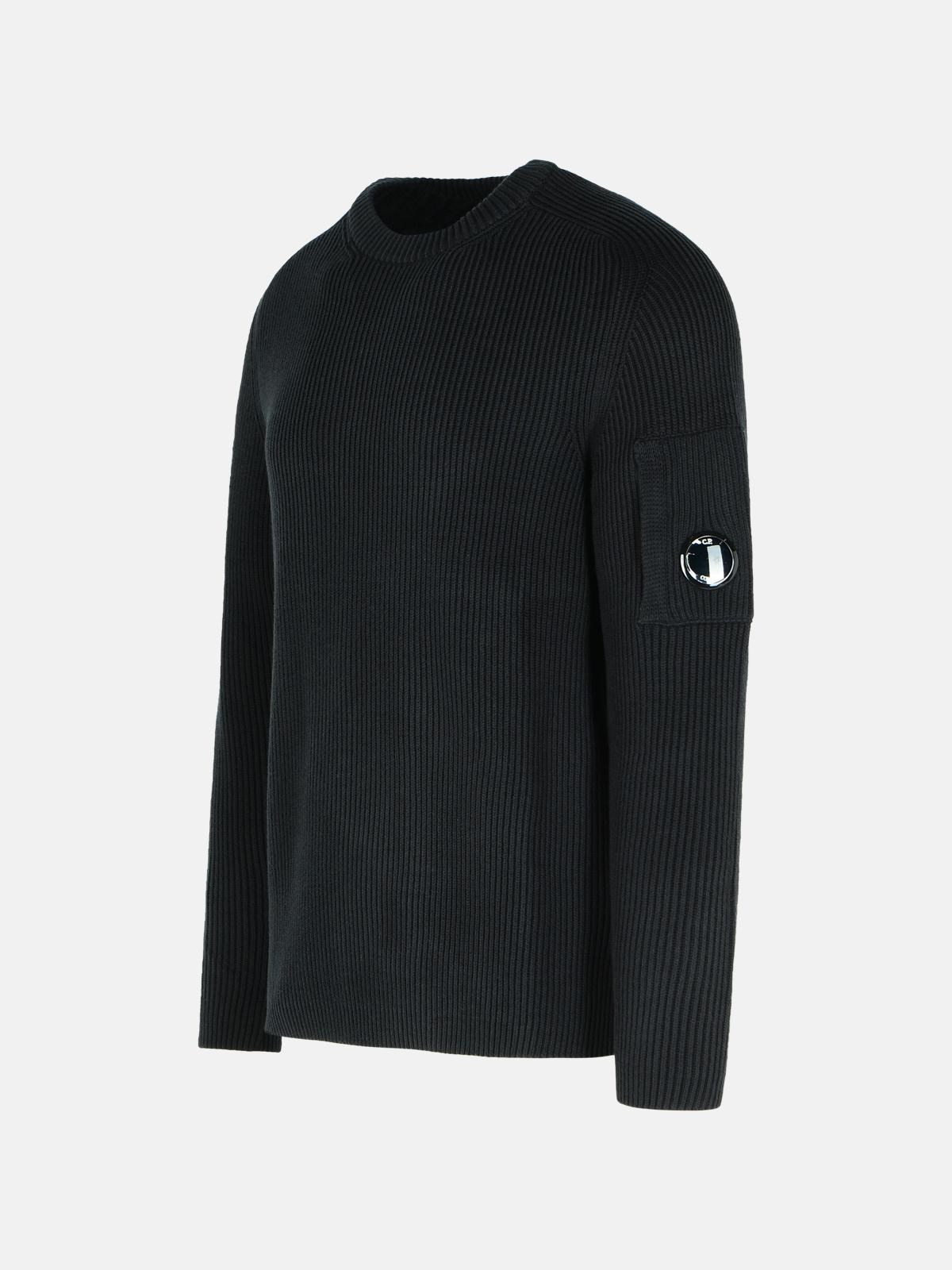 'FULL RIB' BLACK COTTON BLEND SWEATER - 2