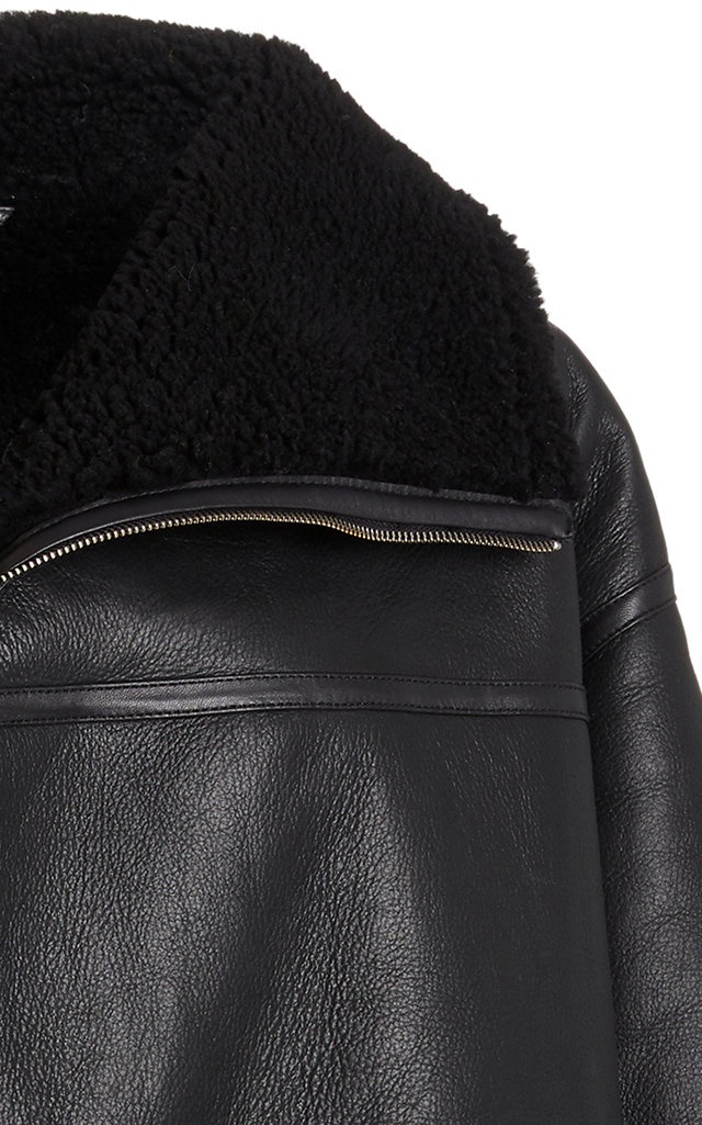 Menfi Oversized Shearling Coat black - 6