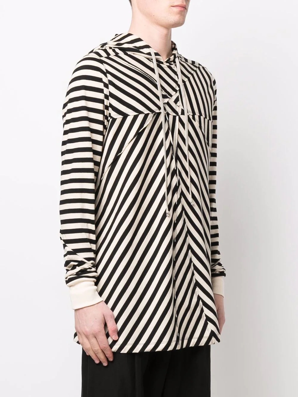 two-tone striped hoodie - 3