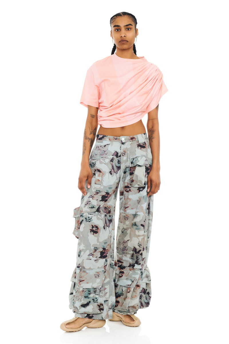Collina Strada BEIGE WATERCOLOR ROSES GARDEN CARGO PANT outlook