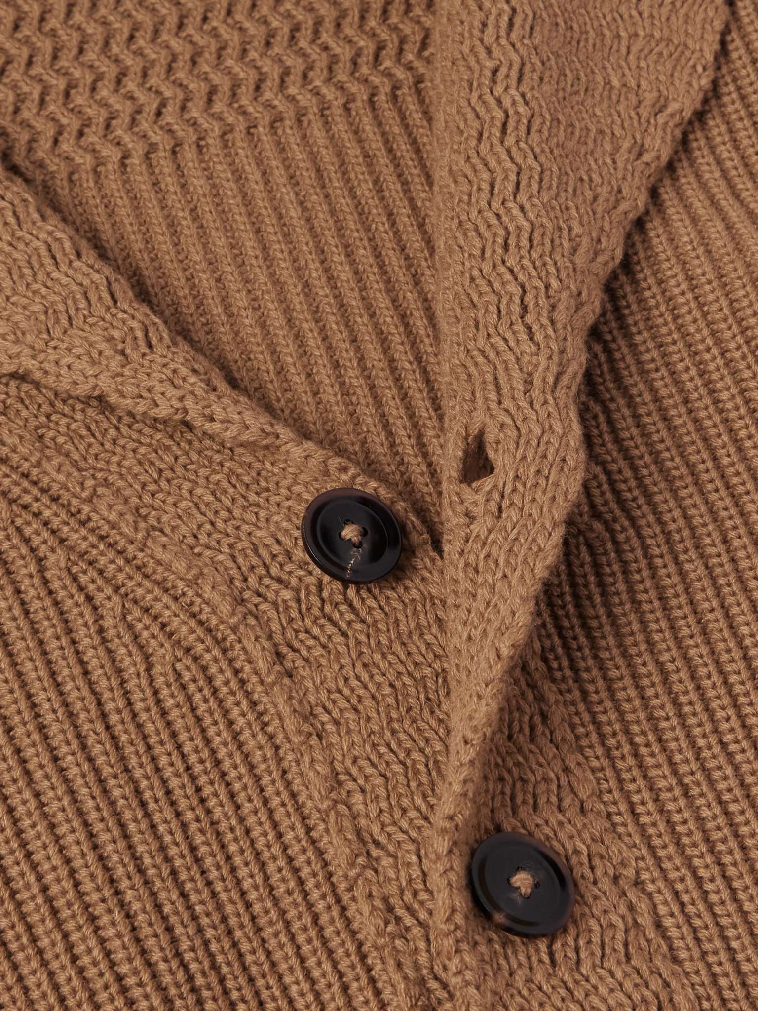 Slim-Fit Shawl-Collar Ribbed Cashmere Cardigan - 5