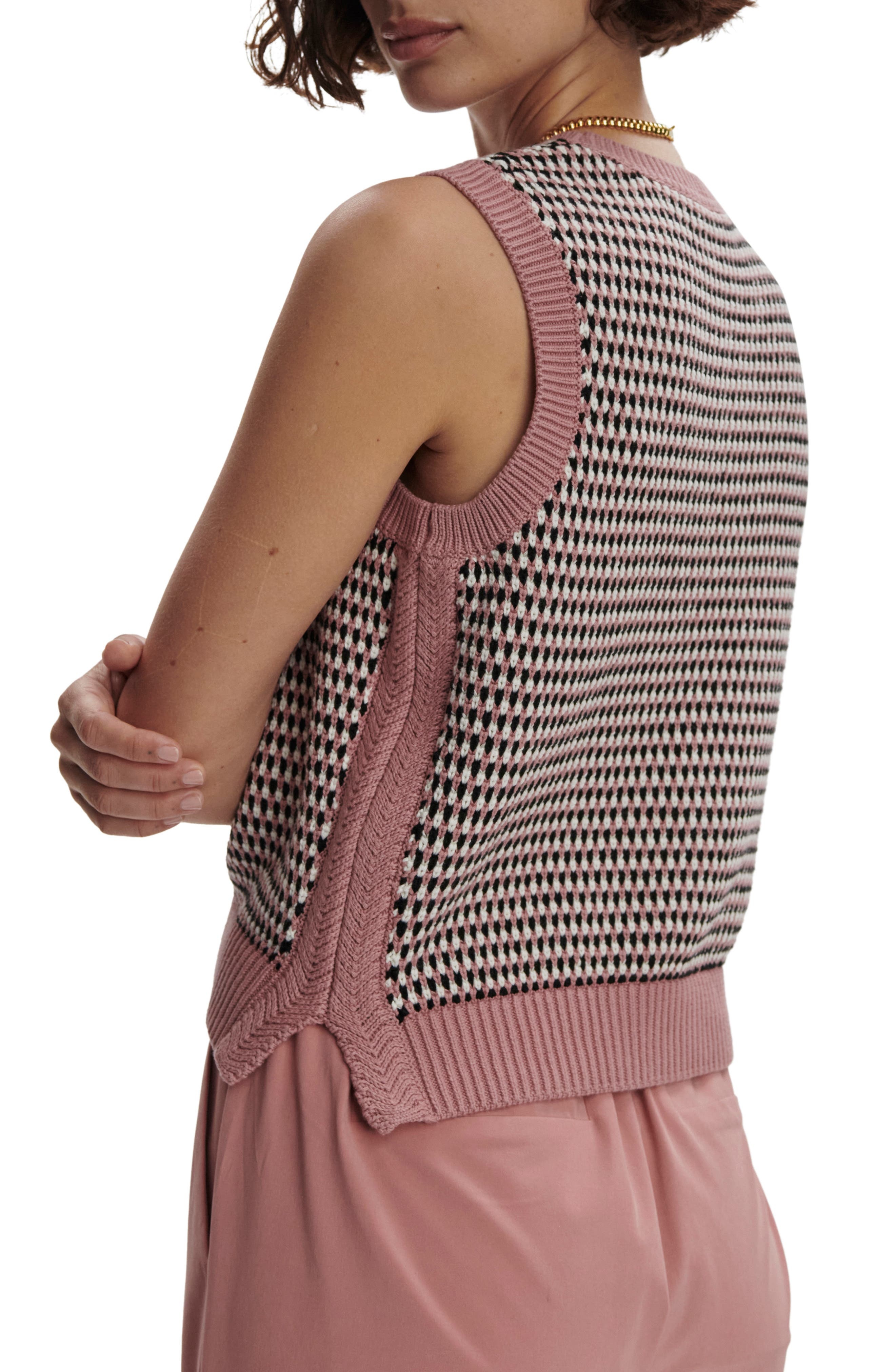 Varley Knowles Textured Cotton Vest in Woodrose Multi Stitch at Nordstrom - 3