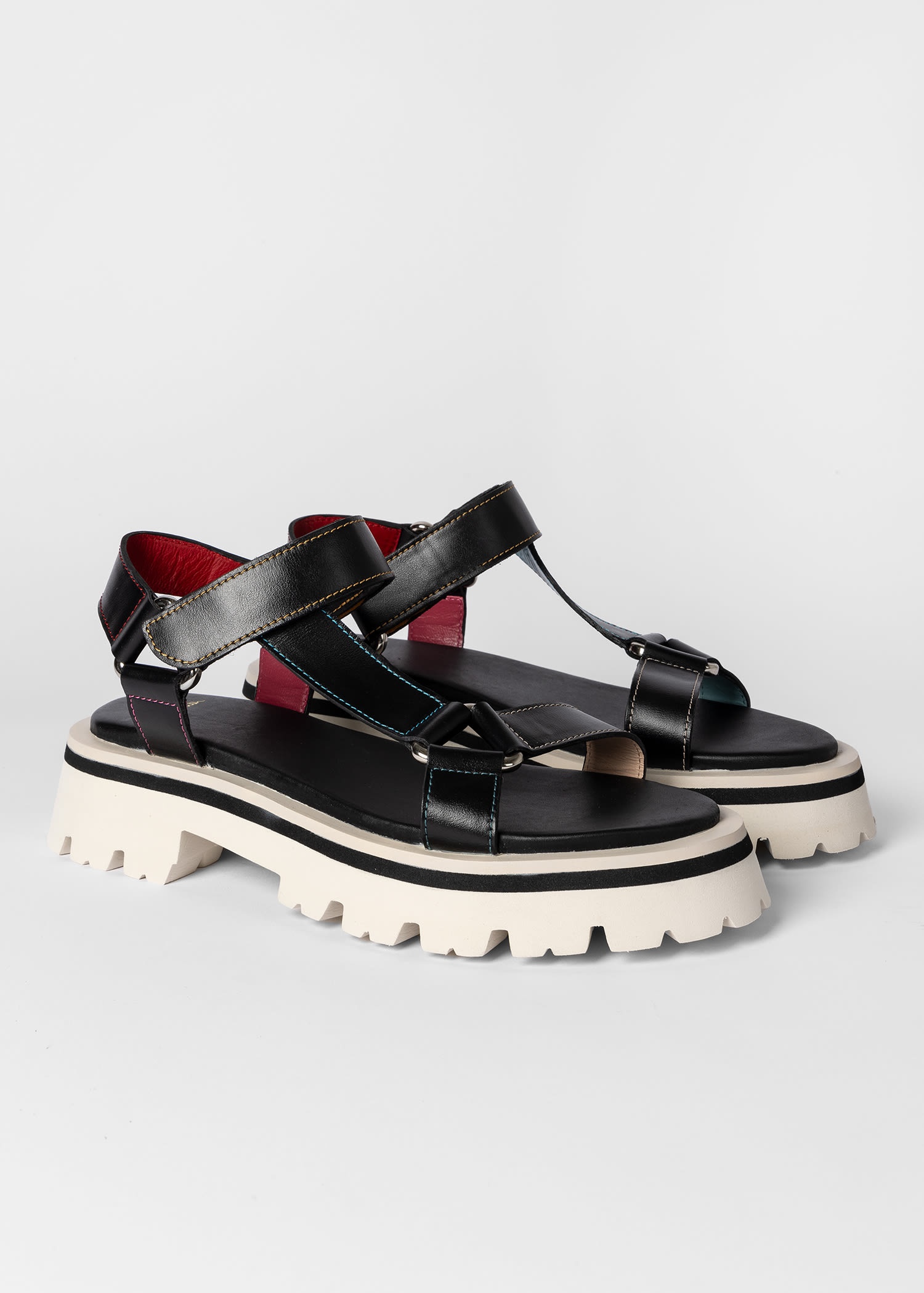 Black Leather 'Eisley' Chunky Sandals - 3