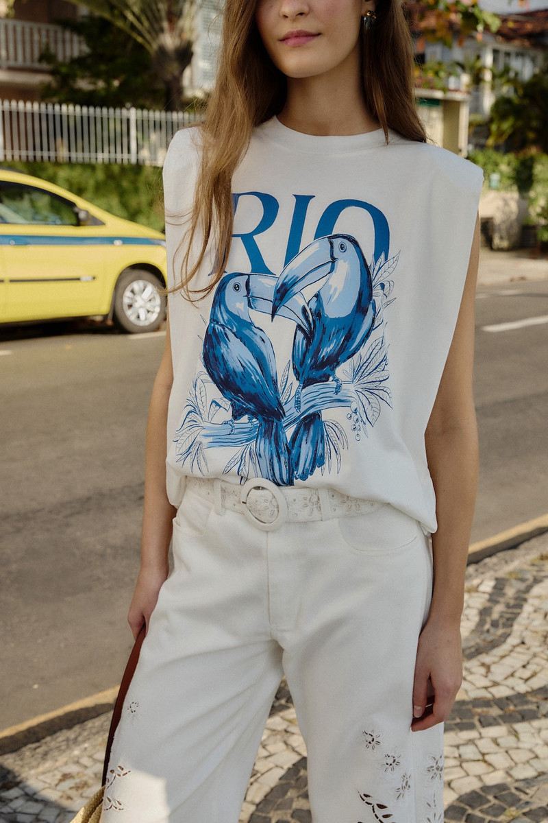 Off-White Toucan Rio Padded Shoulder Organic Cotton T-Shirt 1
