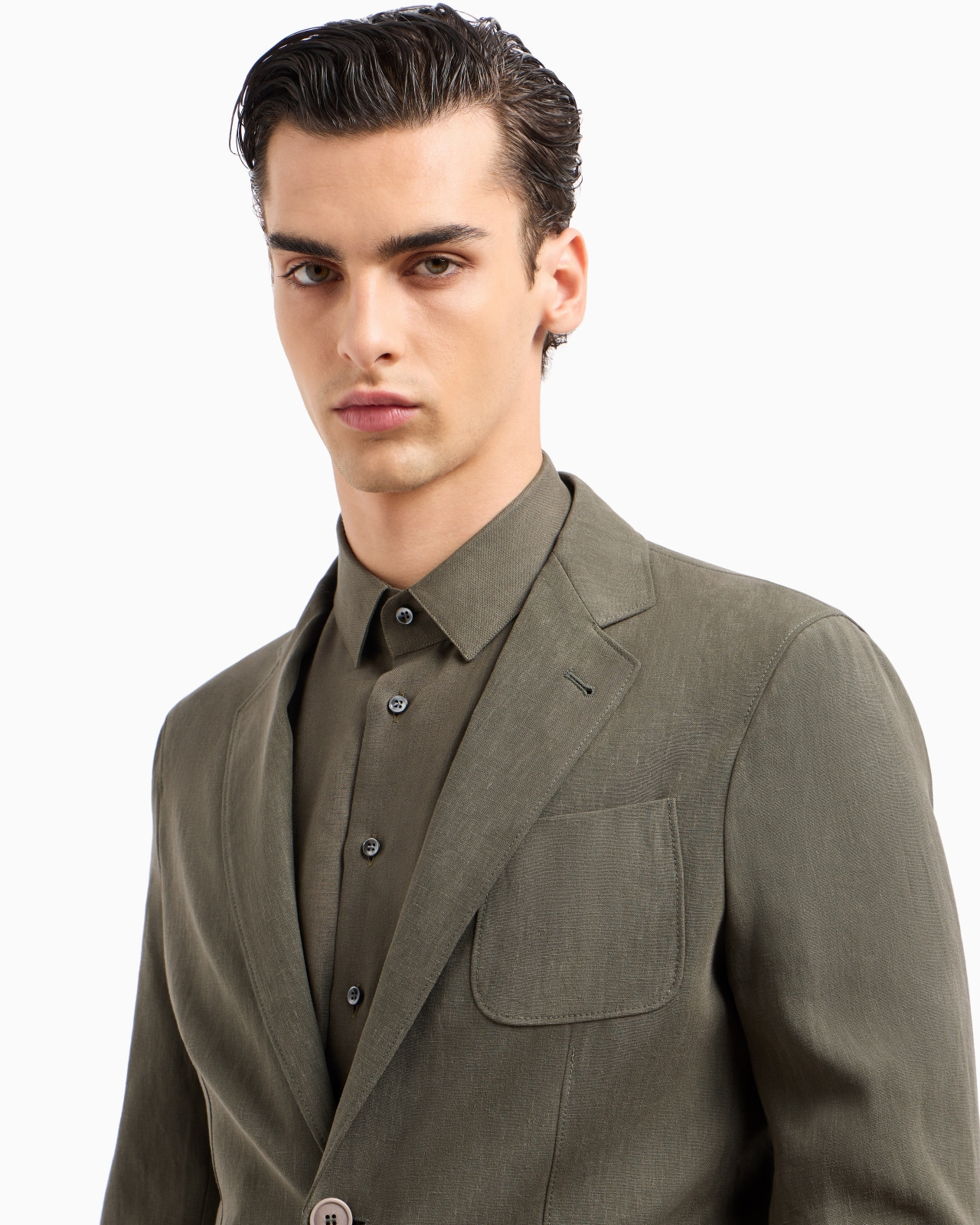 Upton line single-breasted jacket in pure linen canvas - 5