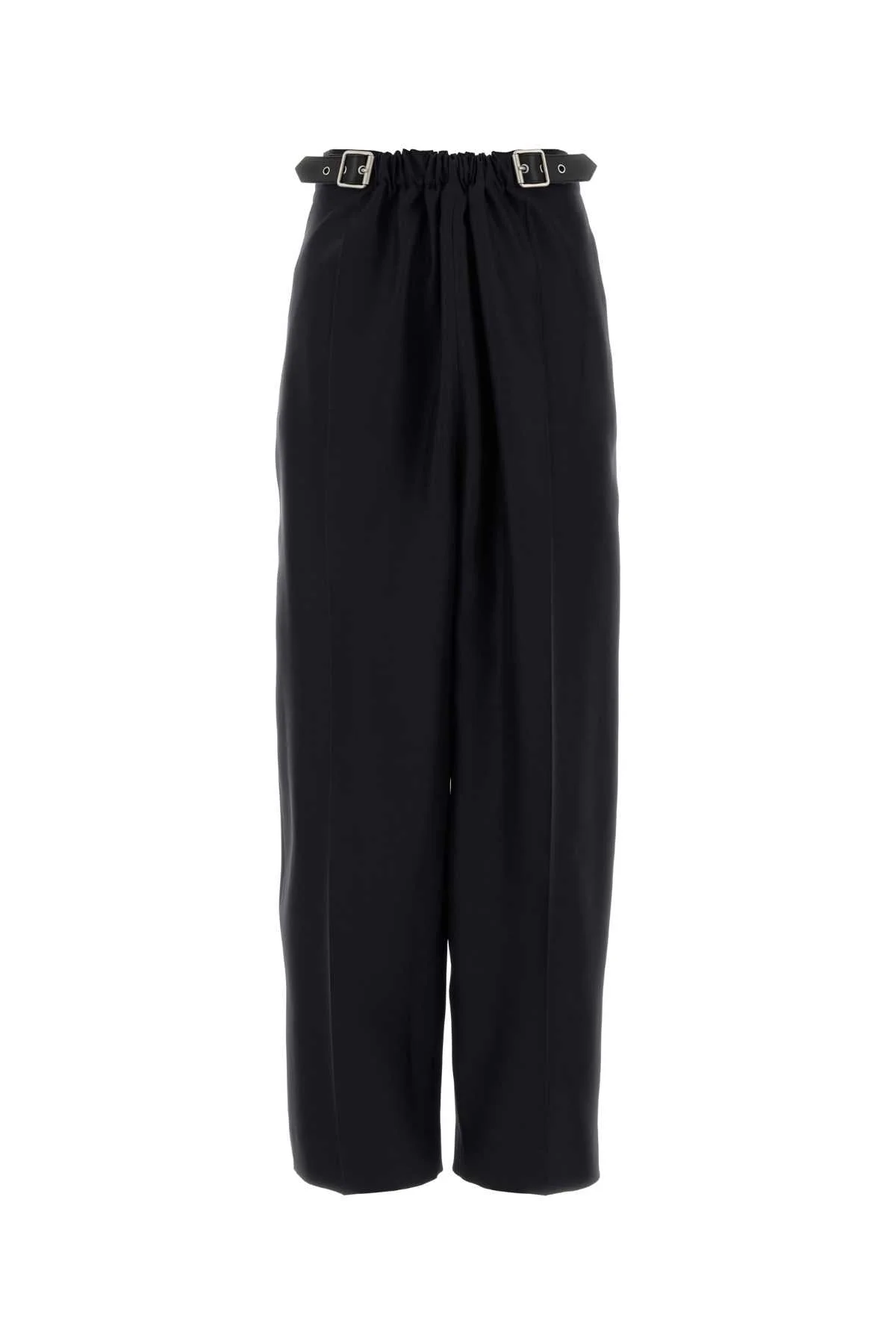 Loewe Women Navy Blue Wool Blend Wide-Leg Pant - 1