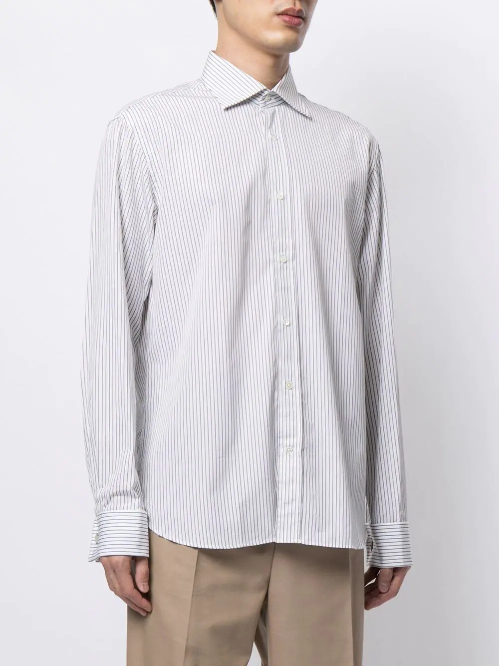 pinstripe pattern cotton shirt - 3