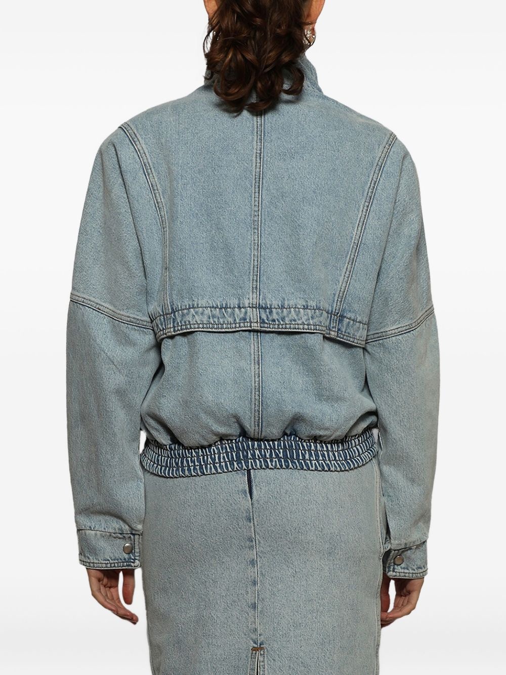 zip-up denim jacket - 5