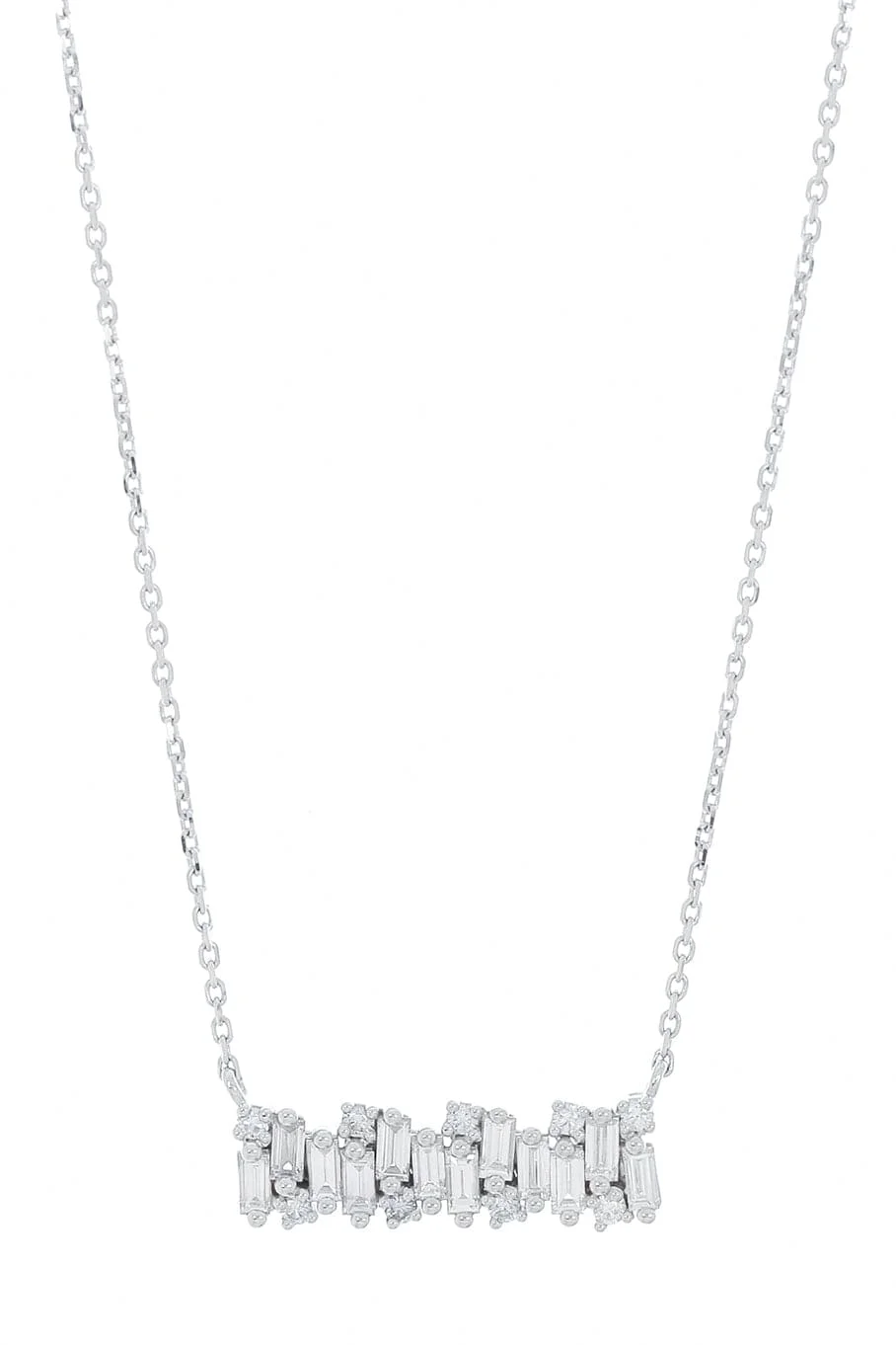 Diamond Baguette Bar Necklace - 1