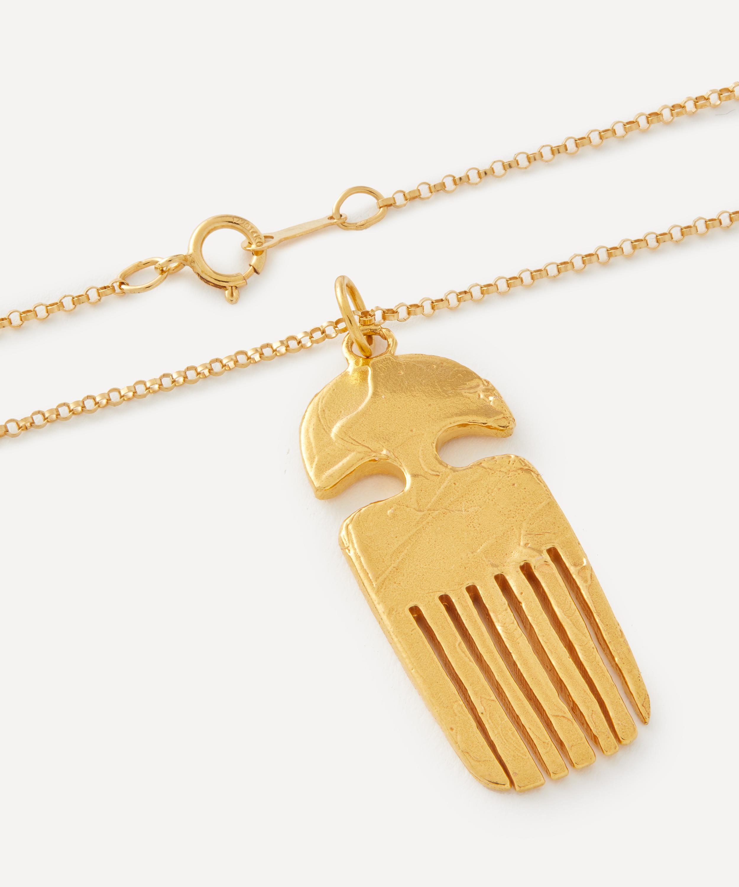 24ct Gold-Plated Vanity Comb Pendant Necklace - 3
