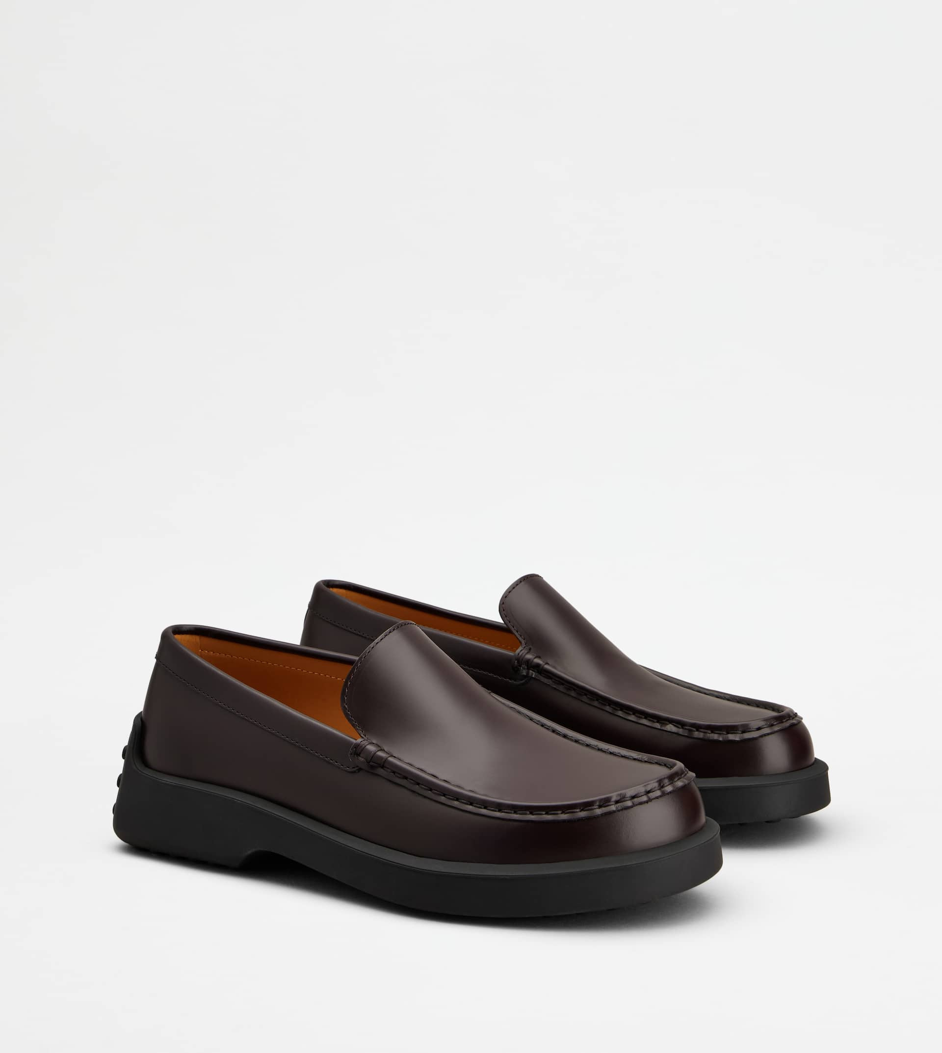 SLIPPER LOAFERS IN LEATHER - BURGUNDY - 2