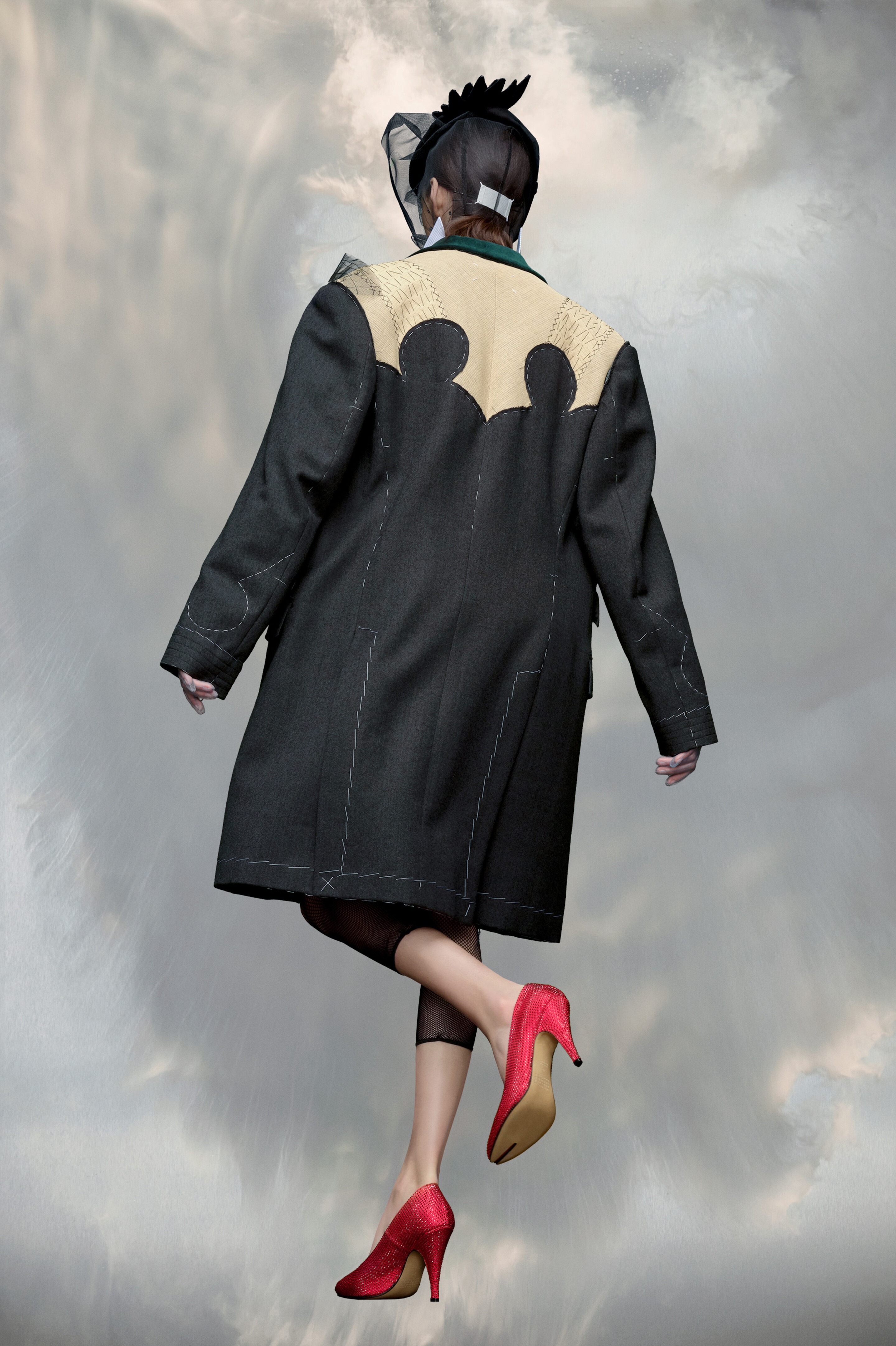 Rorschach yoke wool coat - 4