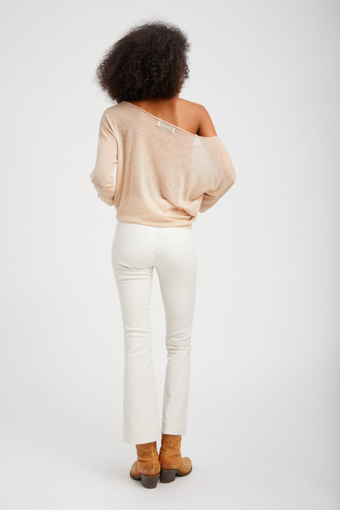 WHEAT TISSUE CASHMERE OFF-SHOULDER TOP - 5