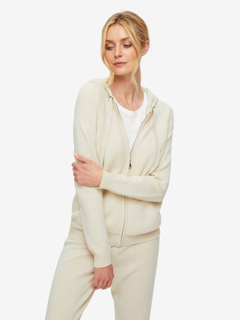 Derek Rose Women's Hoodie Daphne Cashmere Cream outlook