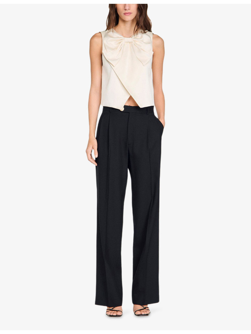 Sandro Straight Pressed-Crease Wool Trousers outlook