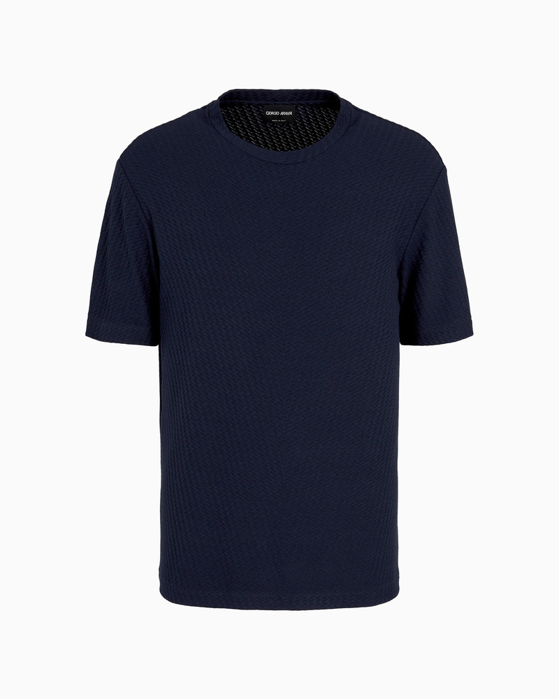 Viscose and cashmere jacquard jersey crew-neck T-shirt 1