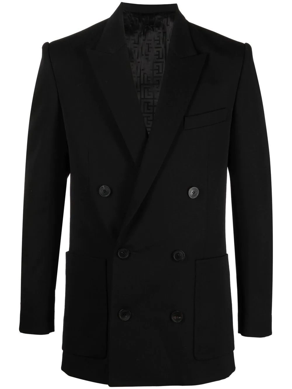 double-breasted wool blazer - 1