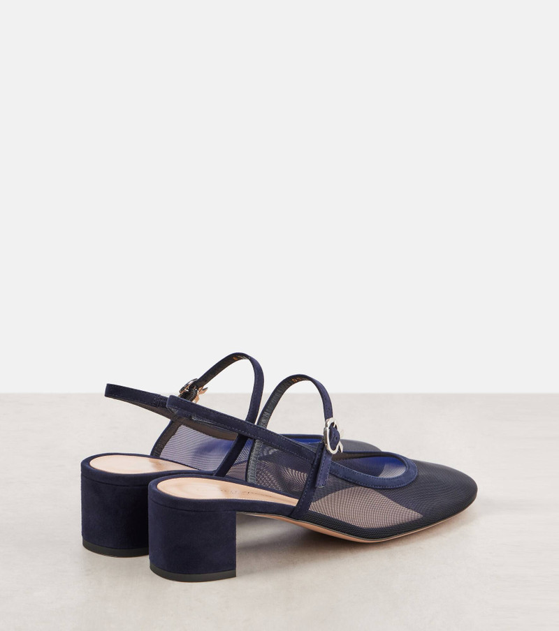 Leather-trimmed organza slingback pumps 2