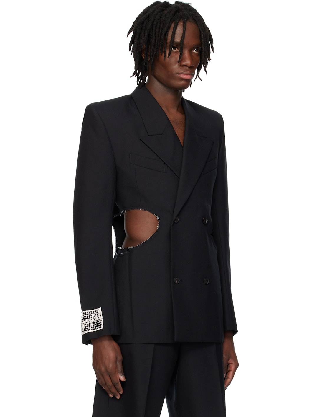 Black Openwork Blazer - 2