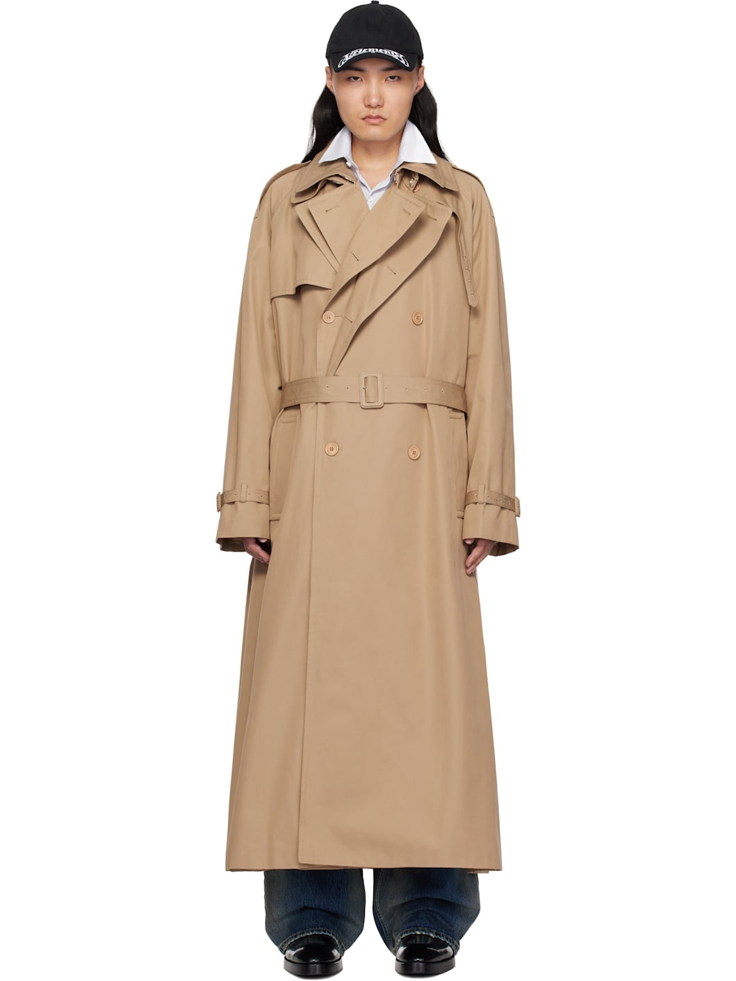 Beige Runway Double Trench Coat - 1