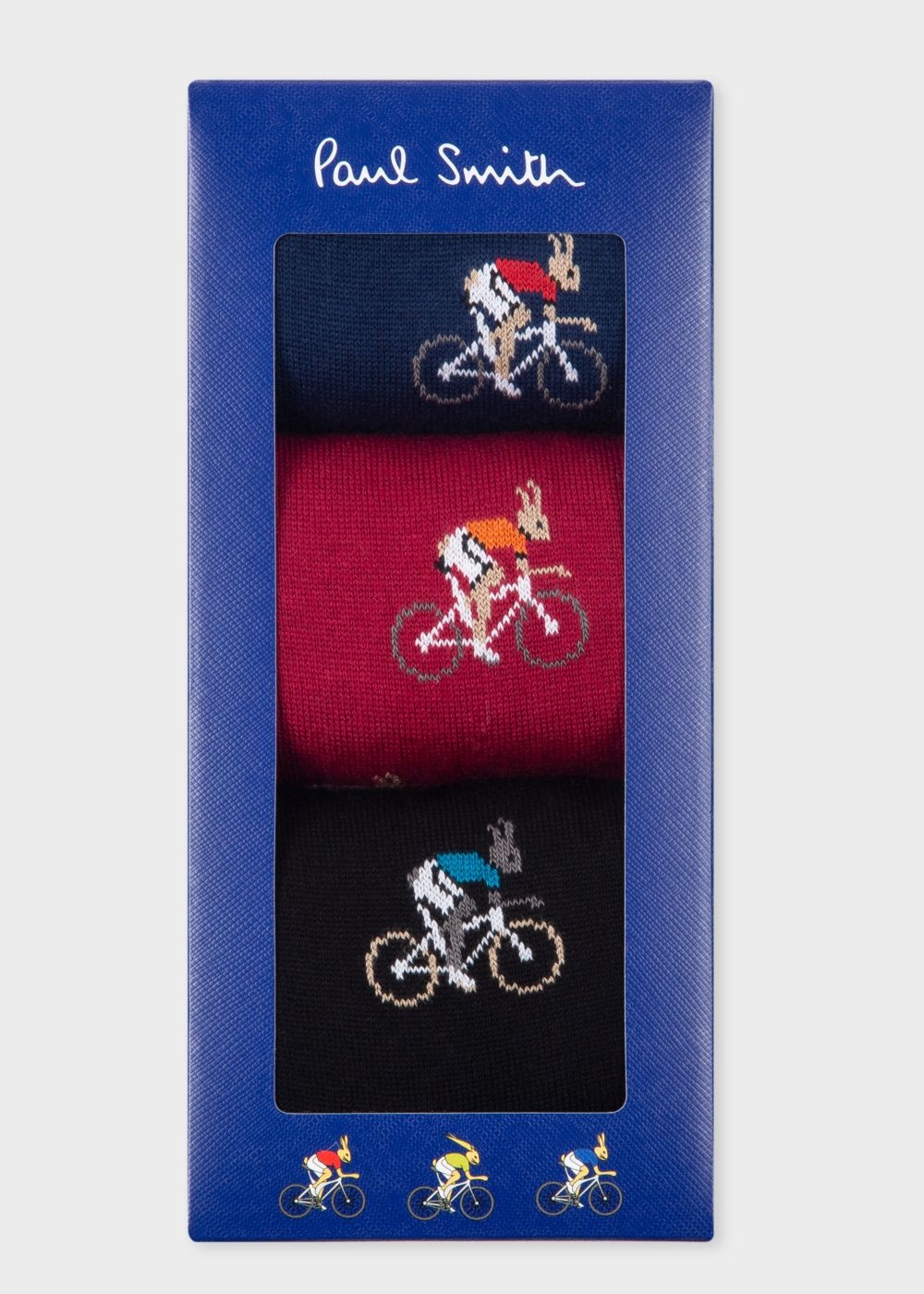 'Cycling Rabbits' Motif Socks Three Pack - 2