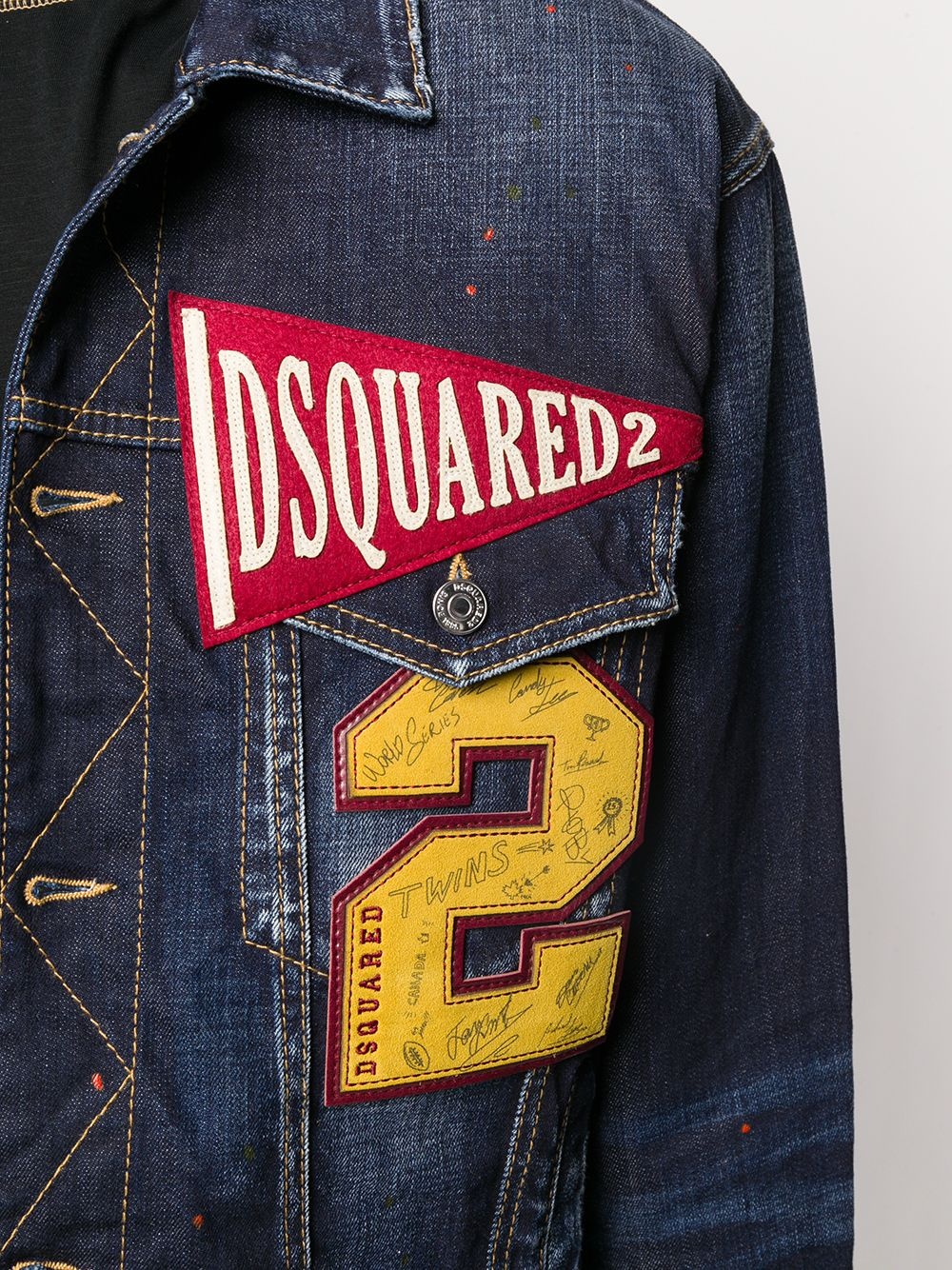 logo embroidered denim jacket - 5