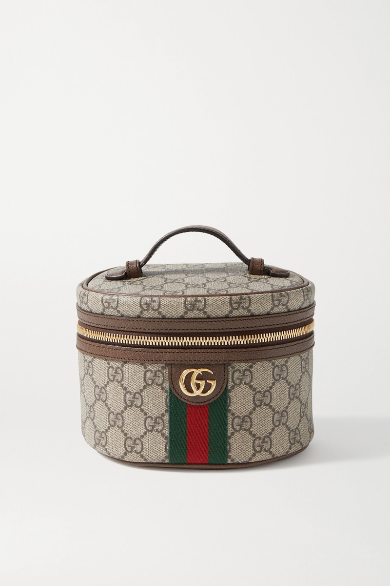 Ophidia textured leather-trimmed printed coated-canvas cosmetics case 1